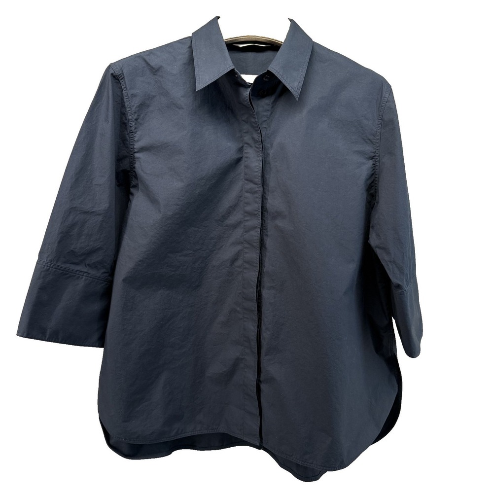 Carla Rockmore Navy XL Cotton‎ Poplin Oversized Button-Down Shirt (CR-005)